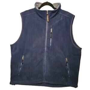 L.L. Bean Blue Vest Full Zip Logo Zipped Pockets Men's Short Regular 2XL Casual